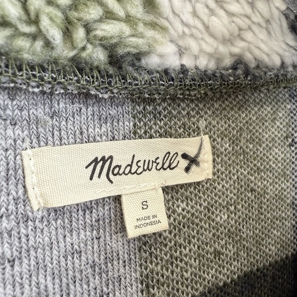 Madewell (Re)sourced Sherpa Popover Tunic Jacket Plaid Green Women Small NB532‎ - Picture 5 of 15
